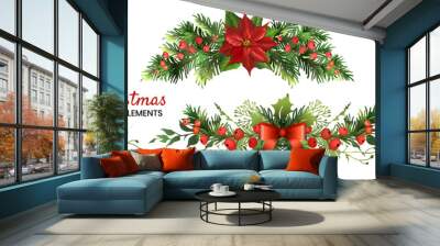 Christmas decor elements set for your design. Garland fective set. Vector illustration. Wall mural