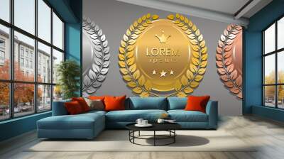 Set of simple vector sign. Design element for decoration medal, award or anniversary logo. Vector illustration. Wall mural