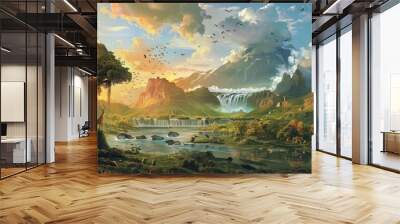 Beautiful visualization of the biblical creation story. illustrating gods majestic handiwork Wall mural