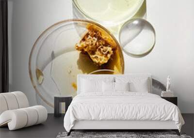 Abstract cosmetic laboratory. Chemical laboratory research. Nature cosmetics with honey. Wall mural