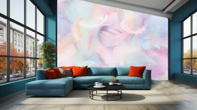 abstract nackground with soft colorfull feathers. Flat lay Wall mural