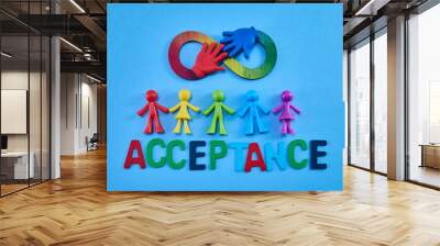 Autism acceptance month. Infinity symbol of autism. Accepting autistic people. Wall mural