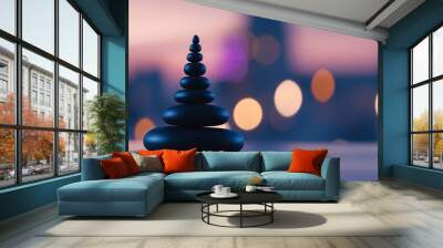 Balancing Stones at Sunset background Wall mural