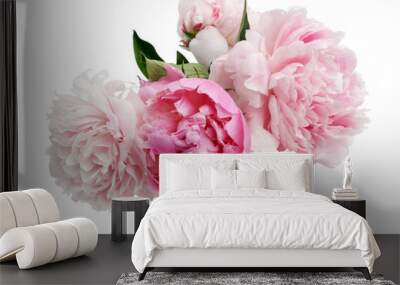 Beautiful pink Peonie flower on light background Wall mural