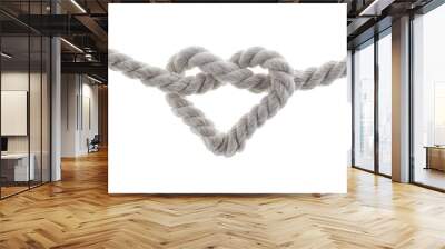 heart shape knot of rope isolated on white background Wall mural