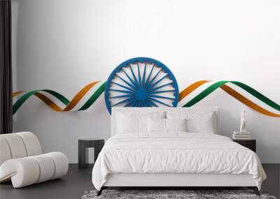 Indian Independence Day concept background with Ashoka wheel Wall mural