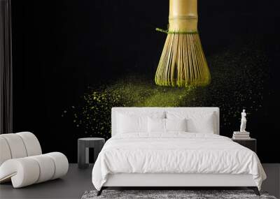 Japanese matcha green tea for healthy lifestyle design. Organic green tea matcha powder splash. Wall mural