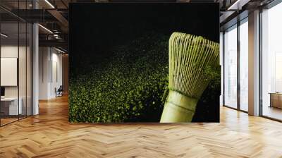 Japanese matcha green tea for healthy lifestyle design. Organic green tea matcha powder splash. Wall mural