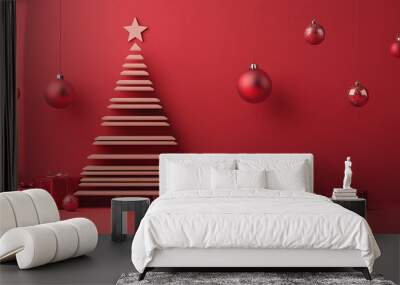 Minimalist Christmas Scene Wall mural