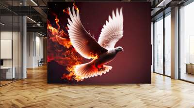 Pentecost Sunday. Pentecost background with flying dove and fire. Created by Generative Al. Wall mural