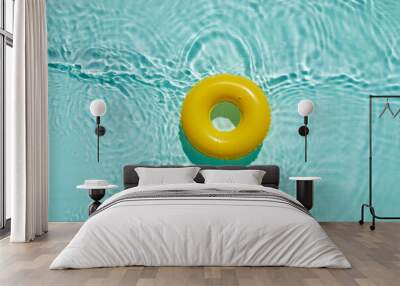 Swimming pool top view background. Water ring in water Wall mural