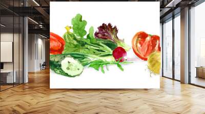 watercolor food. fresh vegetables Wall mural