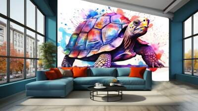 watercolor illustration of a giant tortoise Wall mural