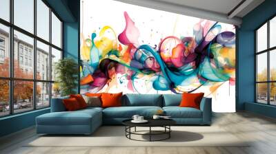 Abstract colorful oil painting on canvas texture. Hand-drawn brush stroke, oil painting background. Modern Art Oil Paintings. Abstract modern art for background Wall mural