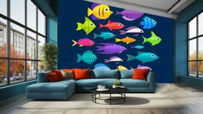 Cartoon fish collection background Wall mural