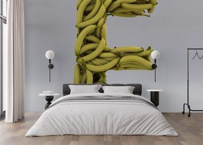 3D illustration of letter F made out of Bananas Wall mural