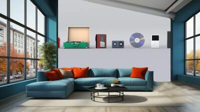 3D illustration of music player evolution Wall mural