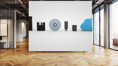 3D illustration of The Evolution Of Storage Devices Wall mural