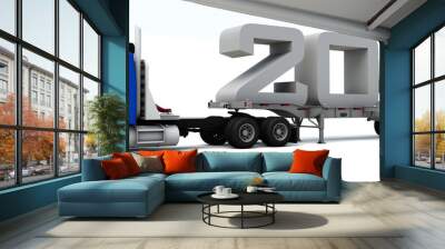 3D illustration of truck transportation with the number 2042 Wall mural