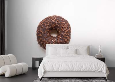 Chocolate donut on a white background close-up. Wall mural