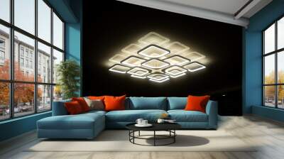 Led lamps built into the ceiling glowing in the dark Wall mural