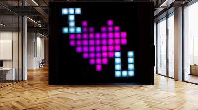 The inscription I love you in the form of pixels on a black background Wall mural