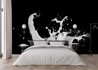 Milk Splash Stock Image In Black Background Wall mural