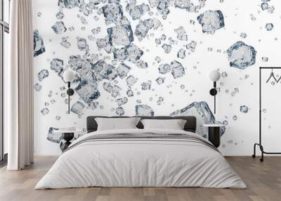 scattered ice render 3D illustration on alpha channel Wall mural