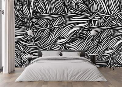 Decorative frame of hair or wave pattern. Abstract vector backgr Wall mural