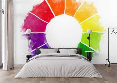 Handmade color wheel. Isolated watercolor spectrum. Wall mural