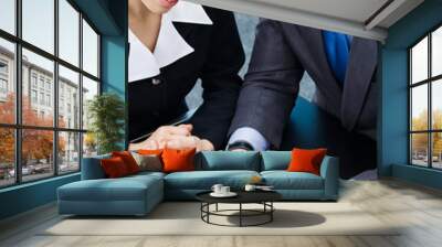 businesspeople with documents at office Wall mural