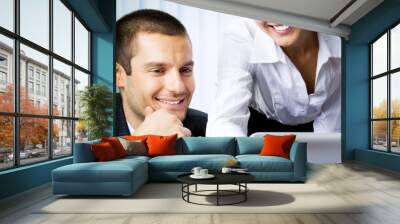 businesspeople working at office Wall mural