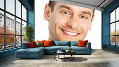 cheerful young man, over white Wall mural