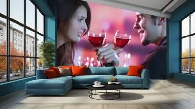 couple on date at restaurant Wall mural