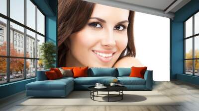 portrait of beautiful woman, on white Wall mural