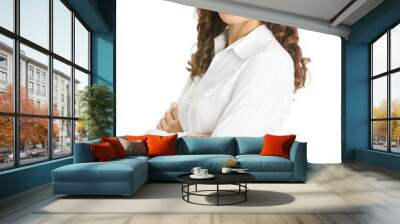 Portrait of happy business woman, isolated Wall mural