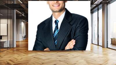 Portrait of happy smiling businessman, isolated on white Wall mural