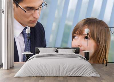 Portrait of two businesspeople at office Wall mural