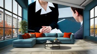 two businesspeople, or businesswoman and client Wall mural