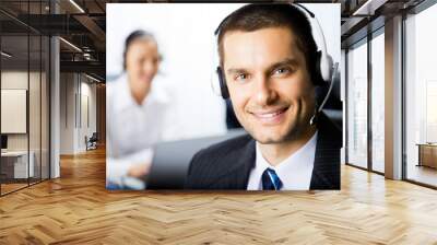 two support phone operators at workplace Wall mural