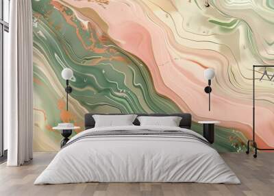 Creative generative AI image with beige pink and green pattern as abstract background Wall mural