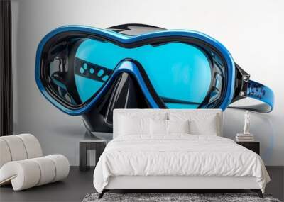 Isolated scuba diving mask and snorkel on white background, 4K hyperrealistic photo Wall mural