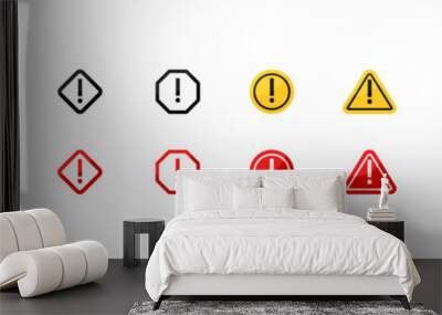 Road signs icons. Warning signs. Linear and flat style. Vector icons Wall mural