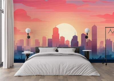 sunrise city vector flat minimalistic isolated illustration Wall mural