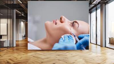 Calm pretty female during mesotherapy stock photo Wall mural