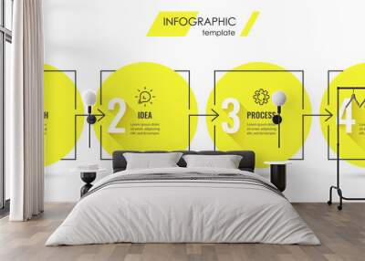 Vector Infographic design template with icons and 4 options or steps. Can be used for process diagram, presentations, workflow layout, banner, flow chart, info graph. Wall mural