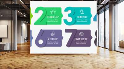 Vector Infographic label design with 8 options or steps. Infographics for business concept. Can be used for presentations banner, workflow layout, process diagram, flow chart, info graph Wall mural