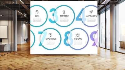 Vector Infographic label design with 9 options or steps. Infographics for business concept. Can be used for presentations banner, workflow layout, process diagram, flow chart, info graph Wall mural