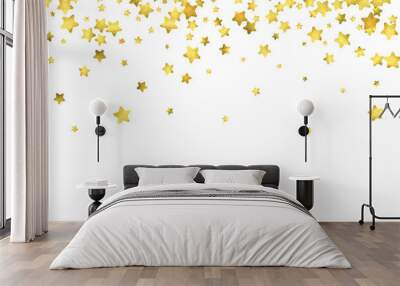 Star confetti. Gold random confetti background Wall mural