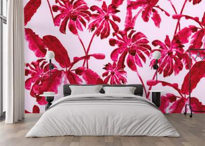 Watercolor palm pattern. Wall mural